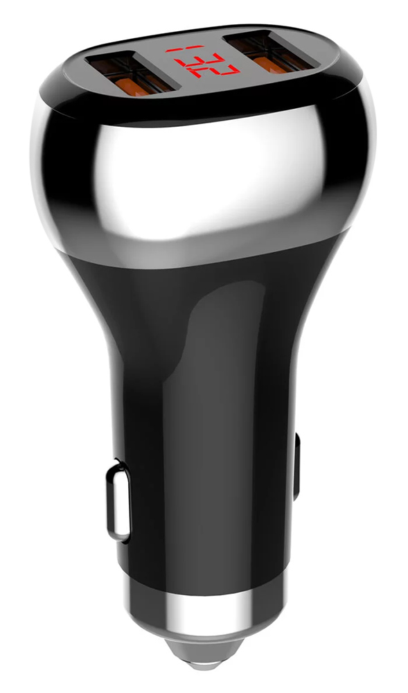 автомобильное зарядное устройство LDNIO АЗУ C2 2USB QC3.0  Fast Charger LED Display +Type C cable black