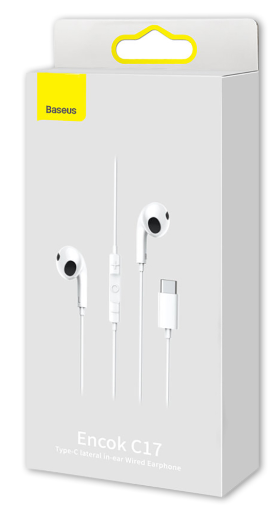 проводные наушники с микрофоном Baseus Encok Type-C lateral in-ear Wired Earphone C17 white
