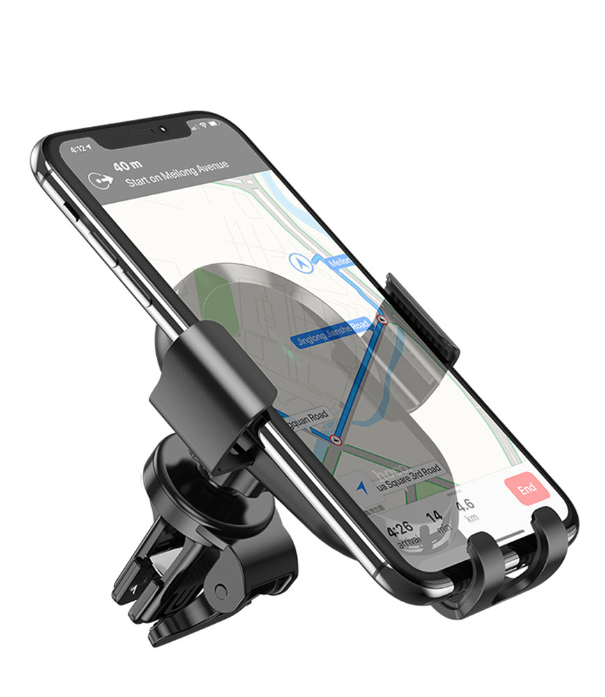 держатель с беспроводной зарядкой Hoco CA105 Guide three-axis linkage wireless charging car holder black