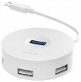 концентратор USB 3.0 Baseus round box HUB adapter Type-C white