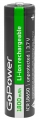 литиевый аккумулятор GoPower 18650 Li-ion 1800mAh  без защиты (high top) 