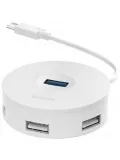 концентратор USB 3.0 Baseus round box HUB adapter Type-C white
