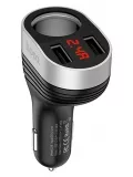 автомобильное зарядное устройство Hoco Z29 Regal digital display cigarette lighter car charger black