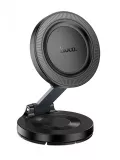 магнитный держатель MagSafe Hoco H61 Show folding ring magnetic car holder (dashboard) black/metal gray