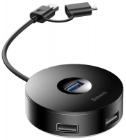 USB хаб с дополнительным питанием Baseus round box HUB adapter 1m
