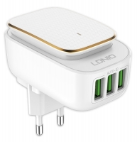 зарядное устройство с ночником LDNIO A3305 Touch LED lamp and 3 USB charger