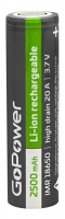 высокотоковый аккумулятор GoPower IMR18650 20A 2500mAh без защиты высокотоковый аккумулятор GoPower IMR18650 20A 2500mAh без защиты
