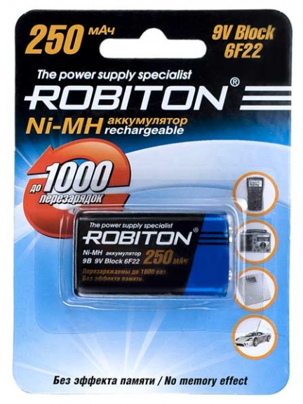 аккумулятор Robiton 250 mAh 6F22/Крона-1BL
