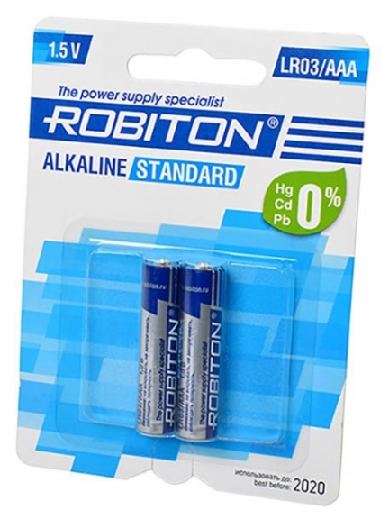 батарейки (2 шт.) Robiton STANDARD LR03/AAA-BL2