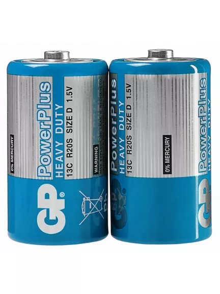 батарейки (2 шт.) GP R20/D PowerPlus HEAVY DUTY-OS2