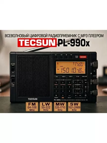 всеволновый цифровой радиоприемник с mp3 плеером Tecsun PL-990x (export version)