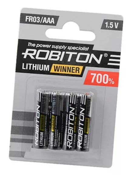 литиевые батарейки (4 шт.) Robiton WINNER R-FR03/AAA-BL4