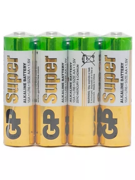 батарейки (4 шт.) GP LR6/AA Super Alkaline 15ARS-2SB4