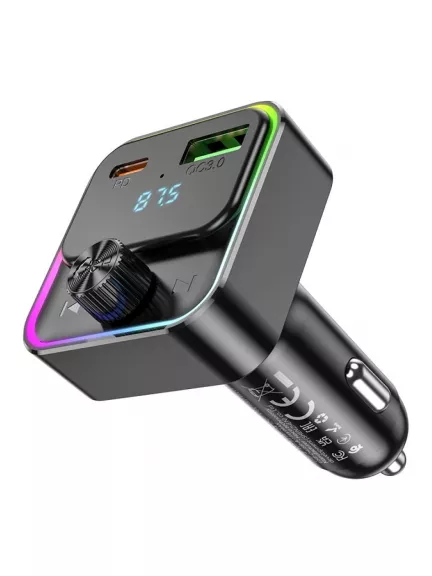 АЗУ с bluetooth FM трансмиттером Hoco E81 Fantasy PD30W+QC3.0 car BT FM transmitter