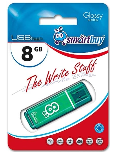 флешка USB SmartBuy Glossy series 8Gb green