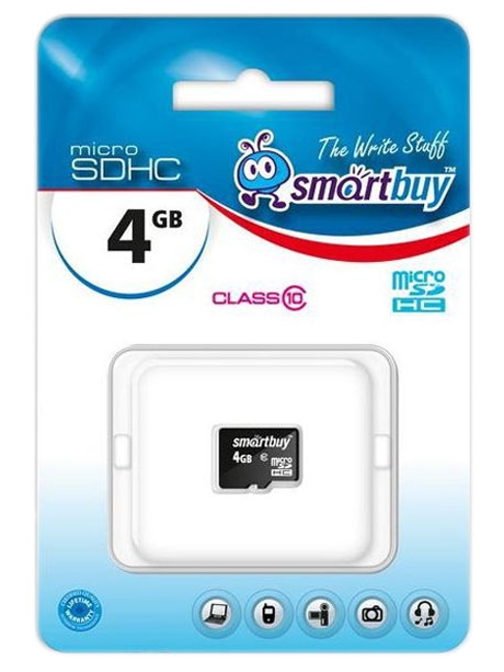 карта памяти SmartBuy 4Gb microSDHC Class 10 без адаптера 