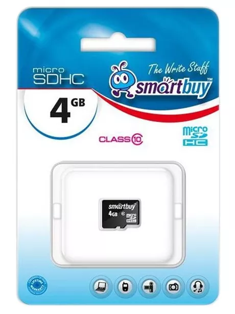 карта памяти SmartBuy 4Gb microSDHC Class 10 без адаптера 