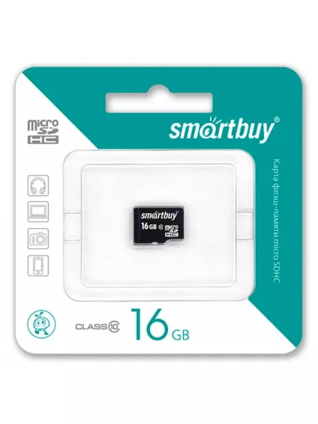 карта памяти SmartBuy 16Gb microSDHC Class 10 без адаптера 