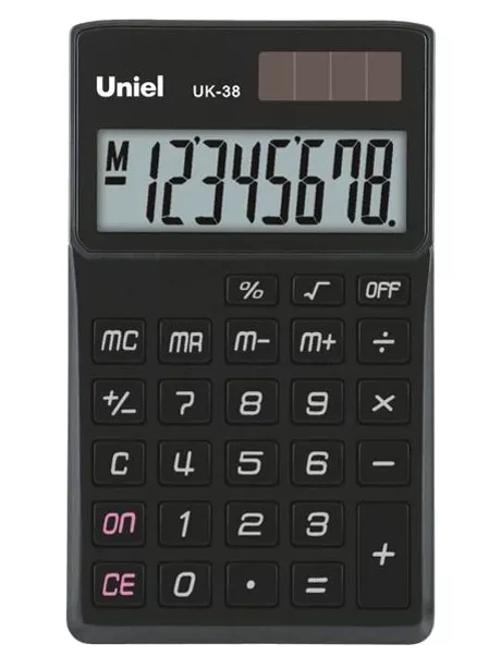 карманный калькулятор Uniel UK-38 black