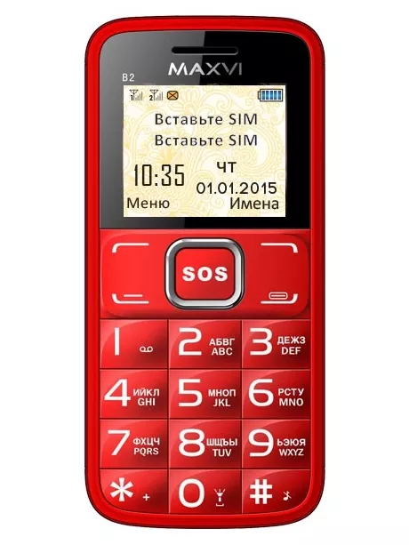 телефон для пожилых Maxvi B2 red