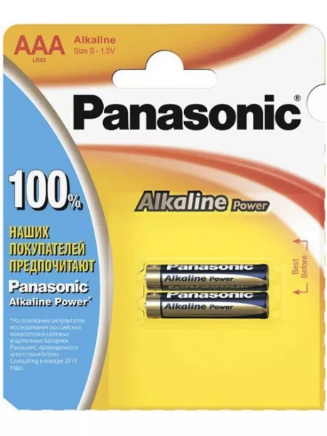 батарейки (2 шт.) Panasonic LR03/AAA Alkaline Power-12BL 