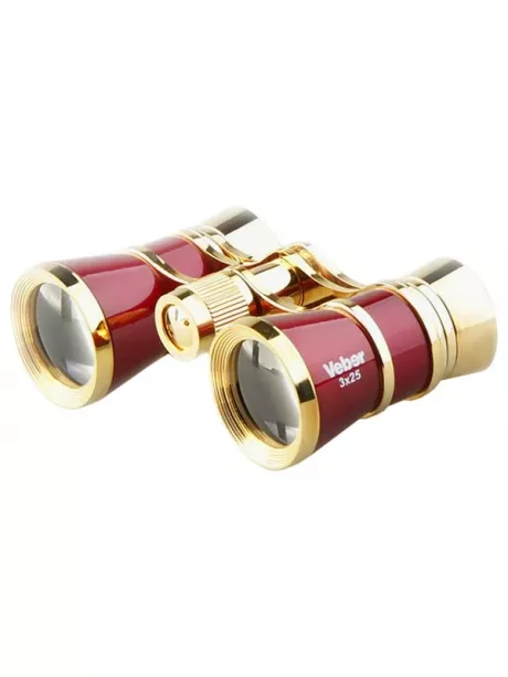 театральный бинокль Veber Opera БГЦ 3x25 с фокусировкой красный