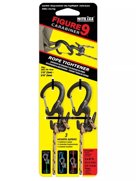 комплект креплений+шнур Nite Ize Figure 9 Carabiner Small+шнур 