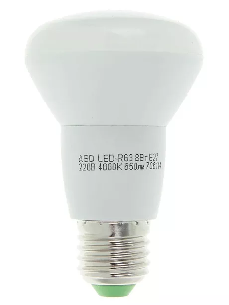 светодиодная лампа ASD LED-R63-standard 8Вт 160-260В Е27 4000К 