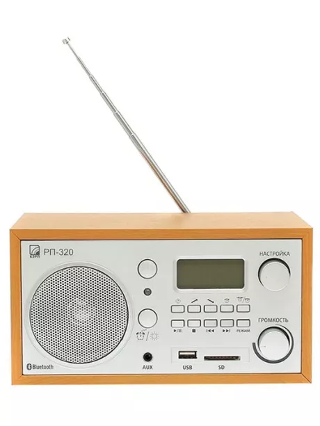 Стационарный радиоприёмник с Bluetooth и USB - БЗРП РП-320 дерево светлое/серебристый