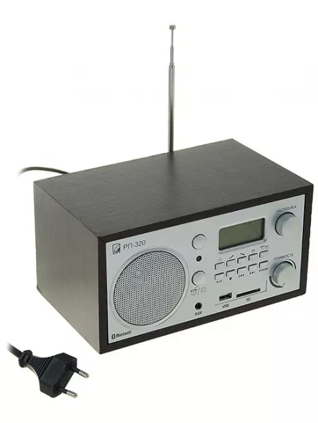 Стационарный радиоприёмник с Bluetooth и USB - БЗРП РП-320 дерево темное/серебристый