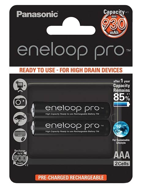 аккумуляторы (2 шт.) Panasonic 930 mAh R03/AAA Eneloop Pro 4HCDE/2BE-2L 