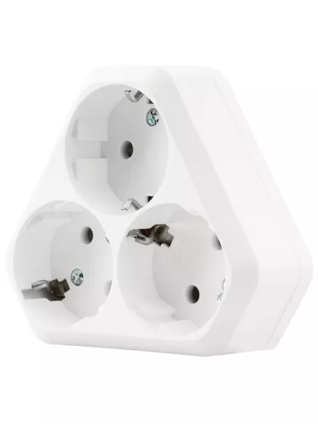 тройник электрический MAKEL MIMOZA на 3 гнезда  с/заз 10001204 белый