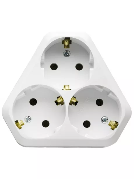 тройник электрический MAKEL MIMOZA на 3 гнезда  с/заз 10001204 белый