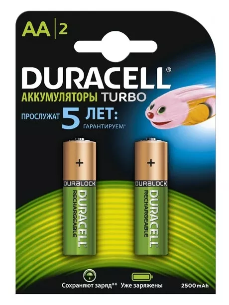 аккумулятор АА Duracell 2500 mAh HR6/AA-2BL 