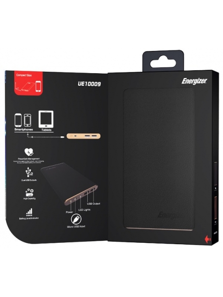 внешний аккумулятор Energizer Power Bank UE10009 10000 mAh Leather black