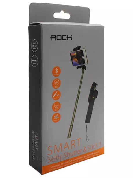 монопод для селфи Rock Selfie Shutter &amp; Stick II 15см-60см red