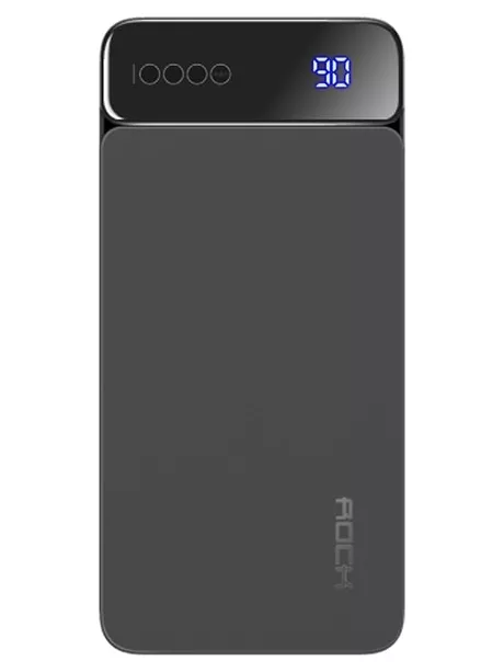 внешний аккумулятор с USB type C Rock Power Bank P38 10000 mAh with Display grey