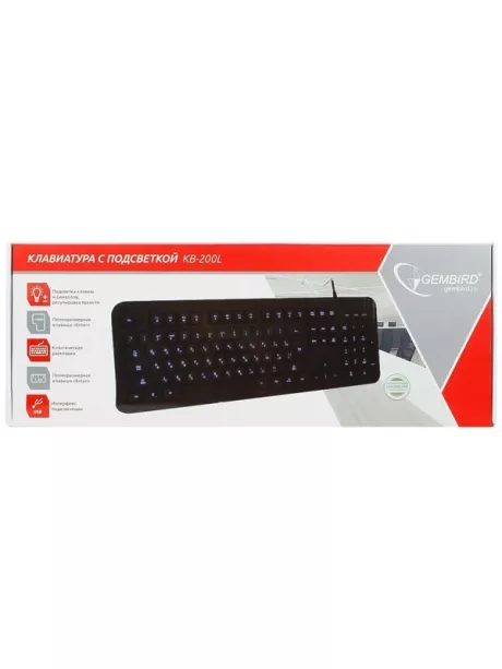 клавиатура с подсветкой Gembird KB-200L black