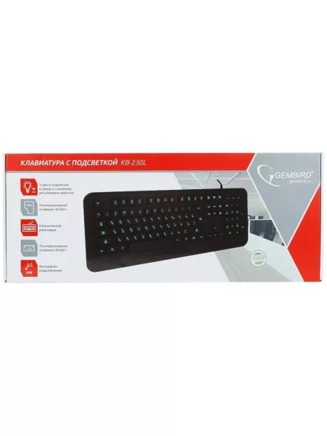 клавиатура с подсветкой Gembird KB-230L black