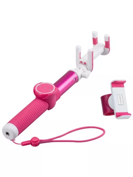 монопод для селфи с двумя креплениями Momax Selfie Hero Duo Selfie Pod 100cm KMS10 pink