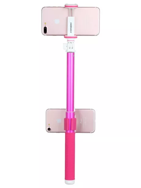 монопод для селфи с двумя креплениями Momax Selfie Hero Duo Selfie Pod 100cm KMS10 pink