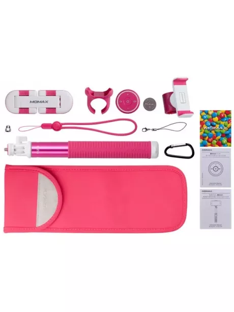 монопод для селфи с двумя креплениями Momax Selfie Hero Duo Selfie Pod 100cm KMS10 pink