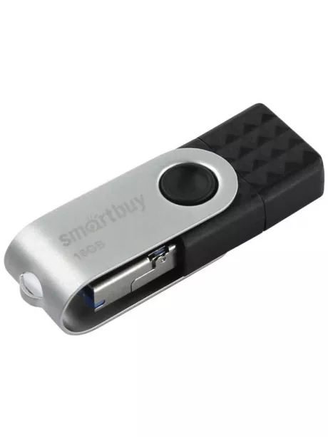 USB флешка с microUSB и type C SmartBuy TRIO 3-in-1 OTG 3.0 16GB black