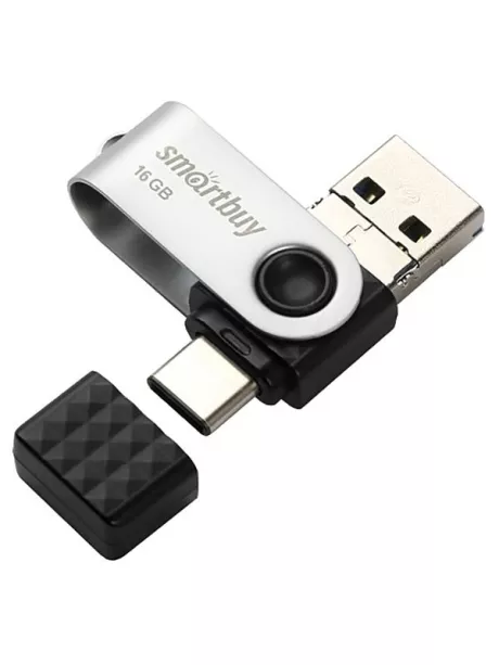 USB флешка с microUSB и type C SmartBuy TRIO 3-in-1 OTG 3.0 16GB black