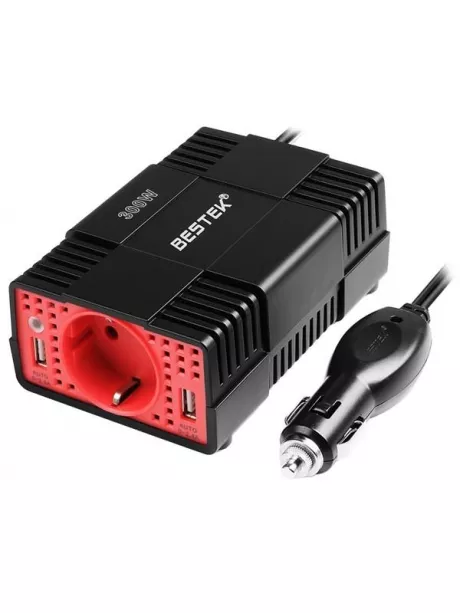 автомобильный инвертор напряжения Bestek 300W Car Inverter MRI3013MU black red