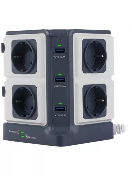 сетевой фильтр Bestek EU power strip MRJ8401 blue