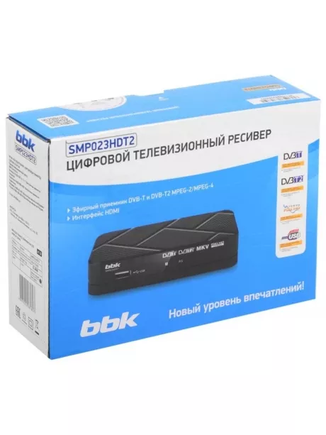 ТВ-тюнер DVB-T2 BBK SMP023 HDT2 черный