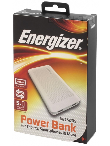 Внешний аккумулятор 2 usb Energizer Power Bank UE15005 15000 mAh white