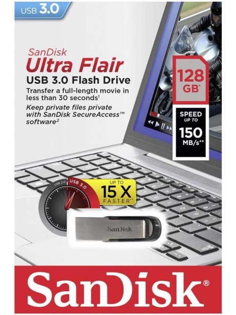 флешка USB 3.0 SanDisk CZ73 Ultra Flair 128Gb 3.0 black