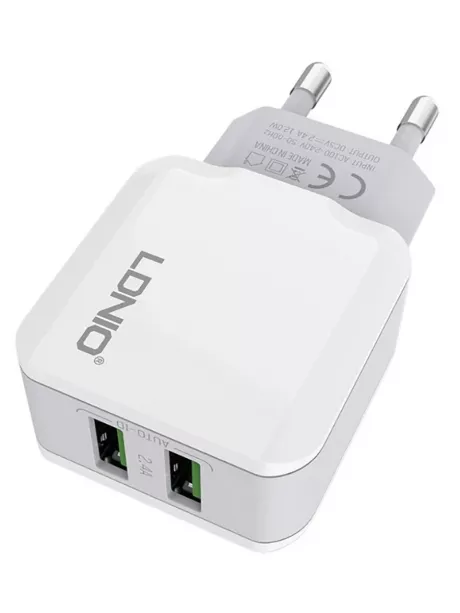 универсальное USB зарядное устройство LDNIO A2202 2USB*2,4A white
